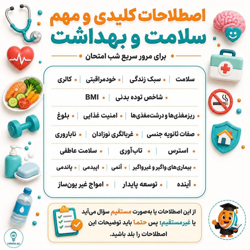 دانلود رایگان جزوه سلامت و بهداشت مخصوص امتحان نهایی 1 اصطلاحات مهم سلامت و بهداشت