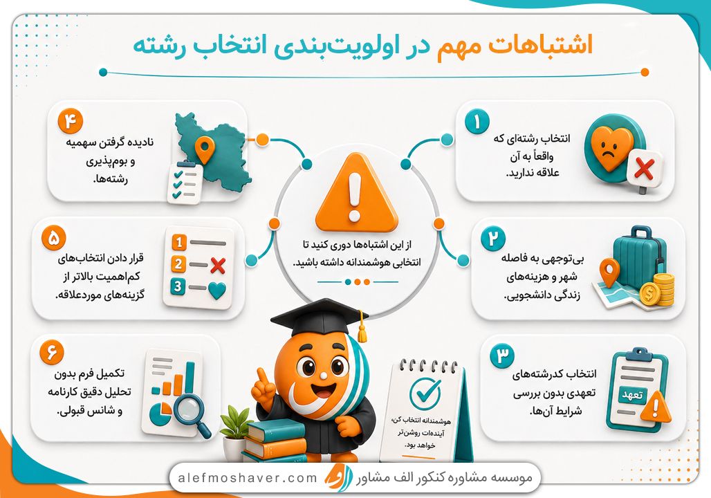 صفر تا صد نحوه اولویت بندی انتخاب رشته کنکور 1405 3 اشتباهات مهم در اولویت بندی انتخاب رشته